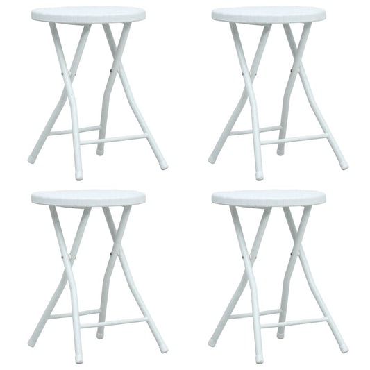 Berkfield Folding Garden Stools 4 pcs White HDPE Rattan Look