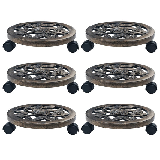 Berkfield Plant Trolleys 6 pcs Bronze 30 cm Plastic