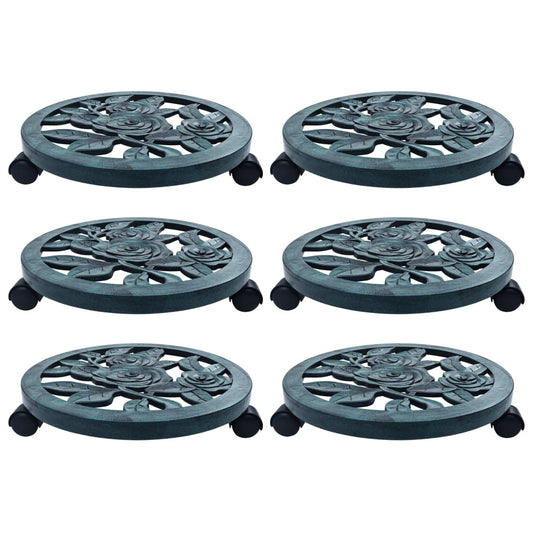 Berkfield Plant Trolleys 6 pcs Green 38 cm Plastic