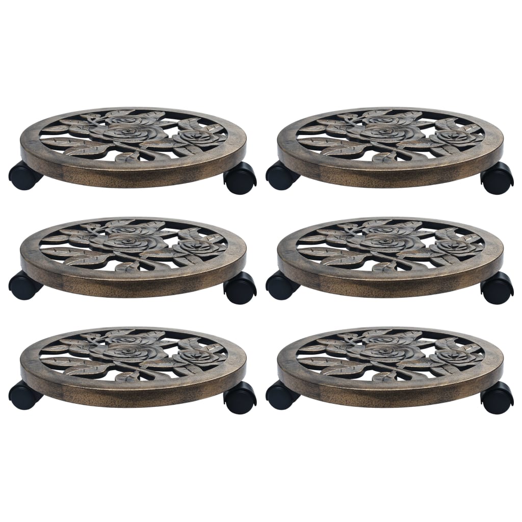 Berkfield Plant Trolleys 6 pcs Bronze 38 cm Plastic