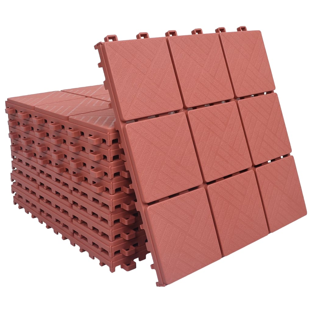 Berkfield Decking Tiles 10 pcs Red 30.5x30.5 cm Plastic