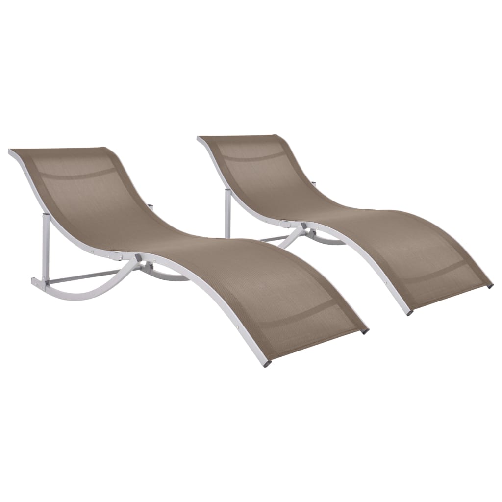 Berkfield Folding Sun Loungers 2 pcs Taupe Textilene