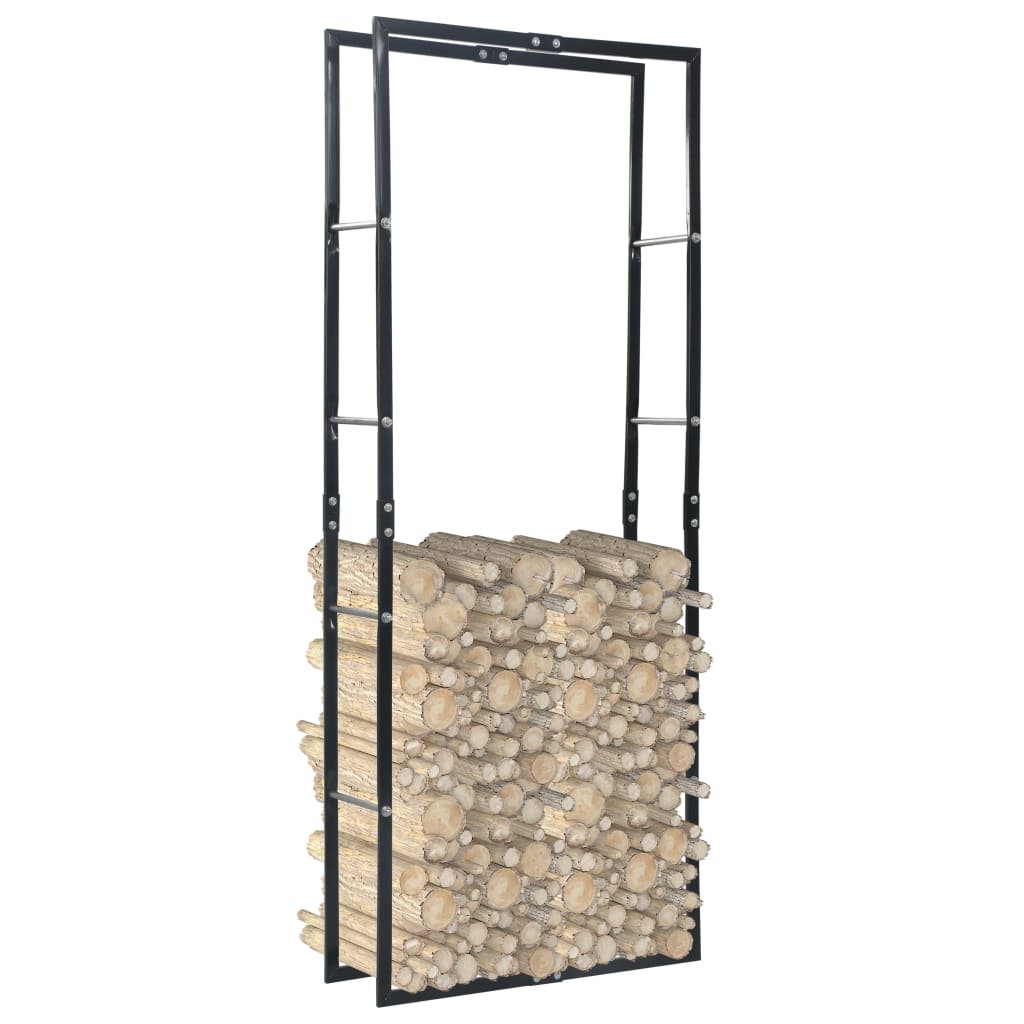 Berkfield Firewood Rack Black 80x25x200 cm Steel