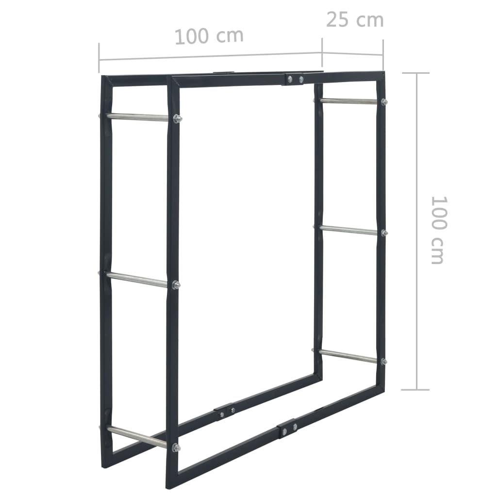 Berkfield Firewood Rack Black 100x25x100 cm Steel