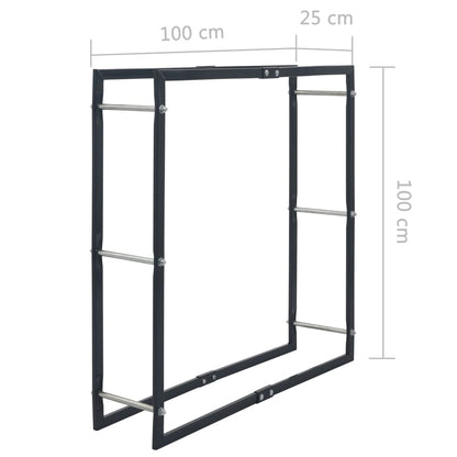Berkfield Firewood Rack Black 100x25x100 cm Steel