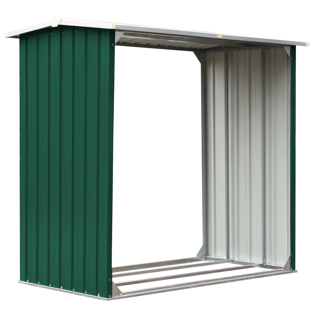 Berkfield Log Storage Shed Galvanised Steel 172x91x154 cm Green