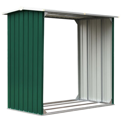 Berkfield Log Storage Shed Galvanised Steel 172x91x154 cm Green