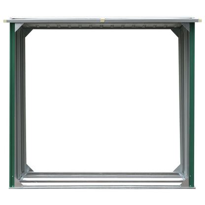Berkfield Log Storage Shed Galvanised Steel 172x91x154 cm Green