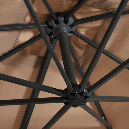 Berkfield Cantilever Umbrella with LED lights and Steel Pole 250x250 cm Taupe