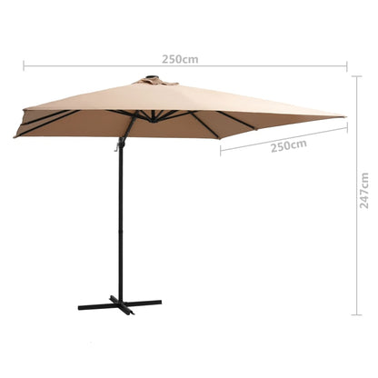 Berkfield Cantilever Umbrella with LED lights and Steel Pole 250x250 cm Taupe