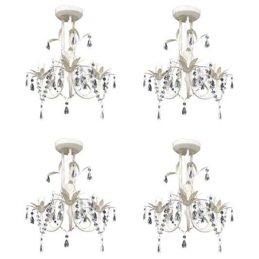 Berkfield Crystal Pendant Ceiling Lamp Chandeliers 4 pcs Elegant White