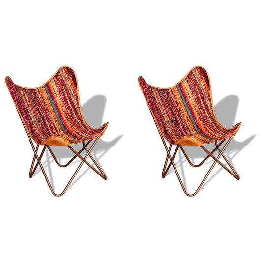 Berkfield Butterfly Chairs 2 pcs Multicolour Chindi Fabric