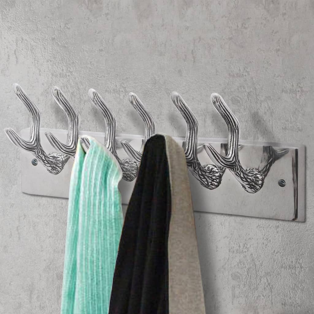 Berkfield Wardrobe Coat Hooks 2 pcs Silver Aluminium