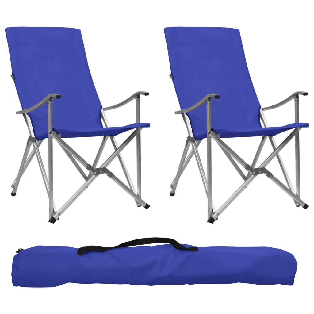 Berkfield Foldable Camping Chairs 2 pcs Blue