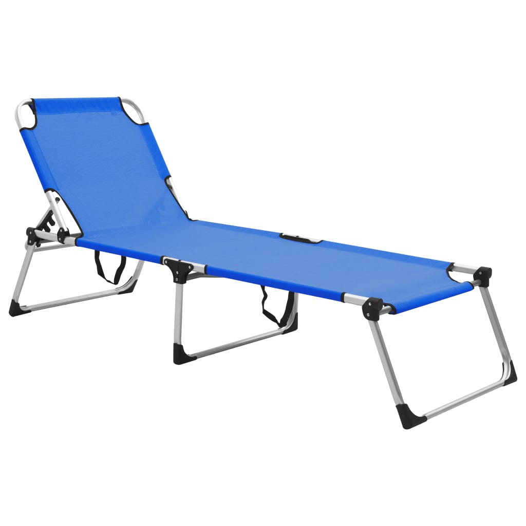 Berkfield Extra High Folding Senior Sunbed Blue Aluminium