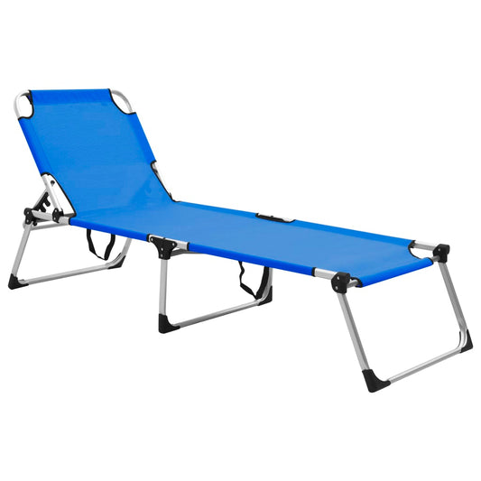 Berkfield Extra High Folding Senior Sunbed Blue Aluminium