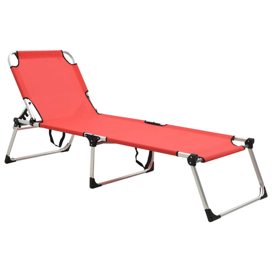 Berkfield Extra High Folding Senior Sunbed Red Aluminium