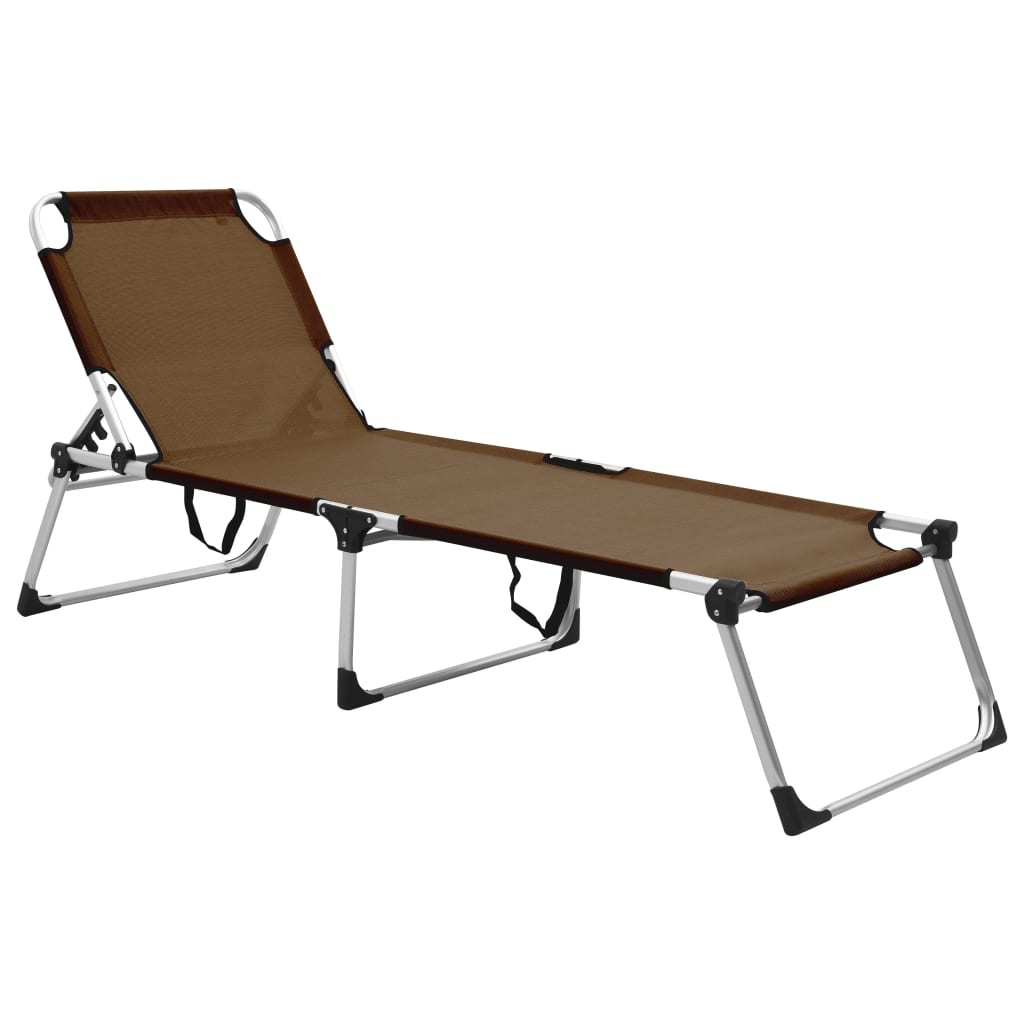 Berkfield Extra High Folding Senior Sunbed Brown Aluminium