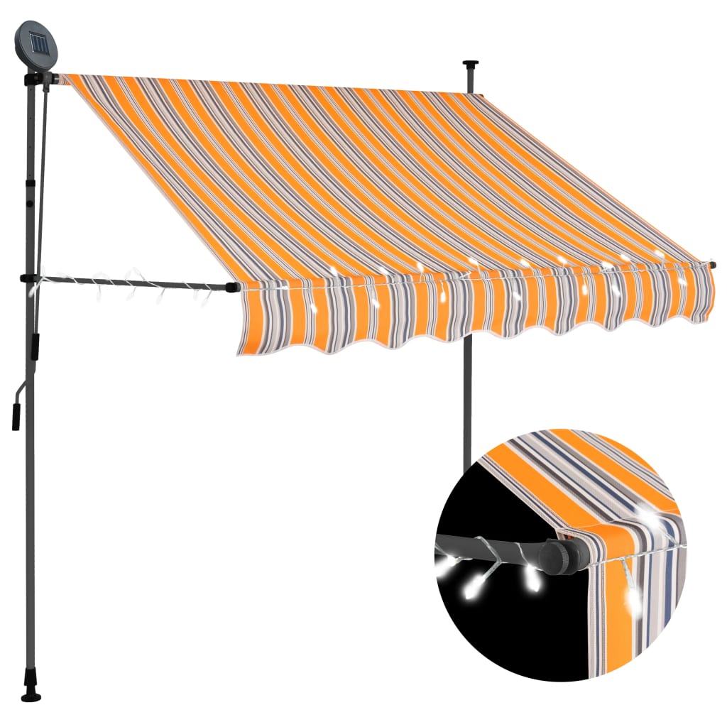 Berkfield Manual Retractable Awning with LED 100 cm Yellow and Blue