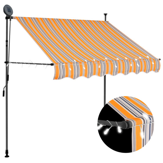 Berkfield Manual Retractable Awning with LED 100 cm Yellow and Blue