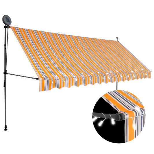 Berkfield Manual Retractable Awning with LED 350 cm Yellow and Blue