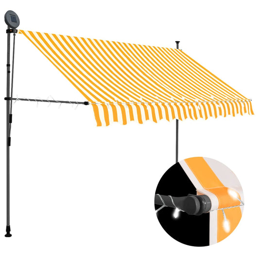 Berkfield Manual Retractable Awning with LED 250 cm White and Orange