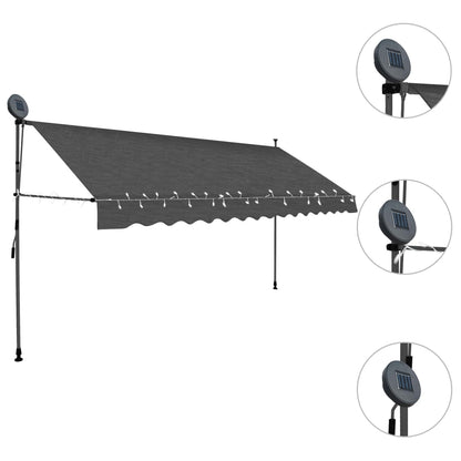 Berkfield Manual Retractable Awning with LED 350 cm Anthracite