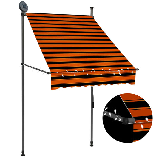 Berkfield Manual Retractable Awning with LED 100 cm Orange and Brown