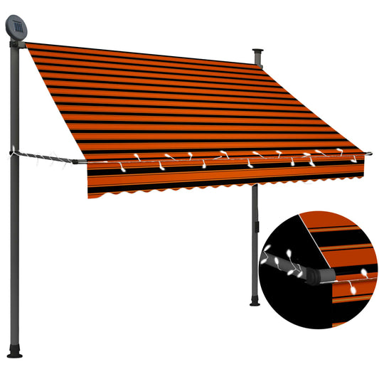 Berkfield Manual Retractable Awning with LED 200 cm Orange and Brown