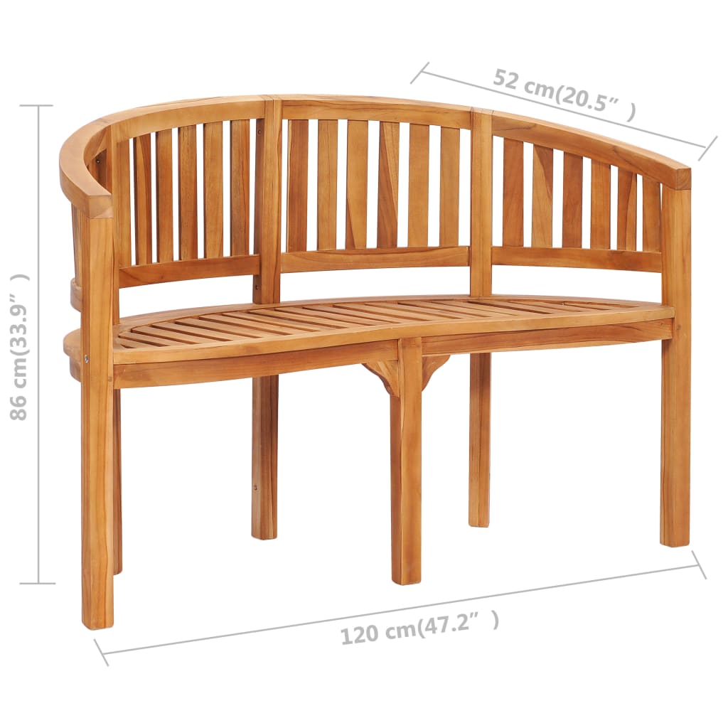 Berkfield Banana Bench 120 cm Solid Teak Wood