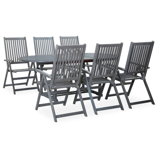 Berkfield 7 Piece Outdoor Dining Set Solid Acacia Wood Grey