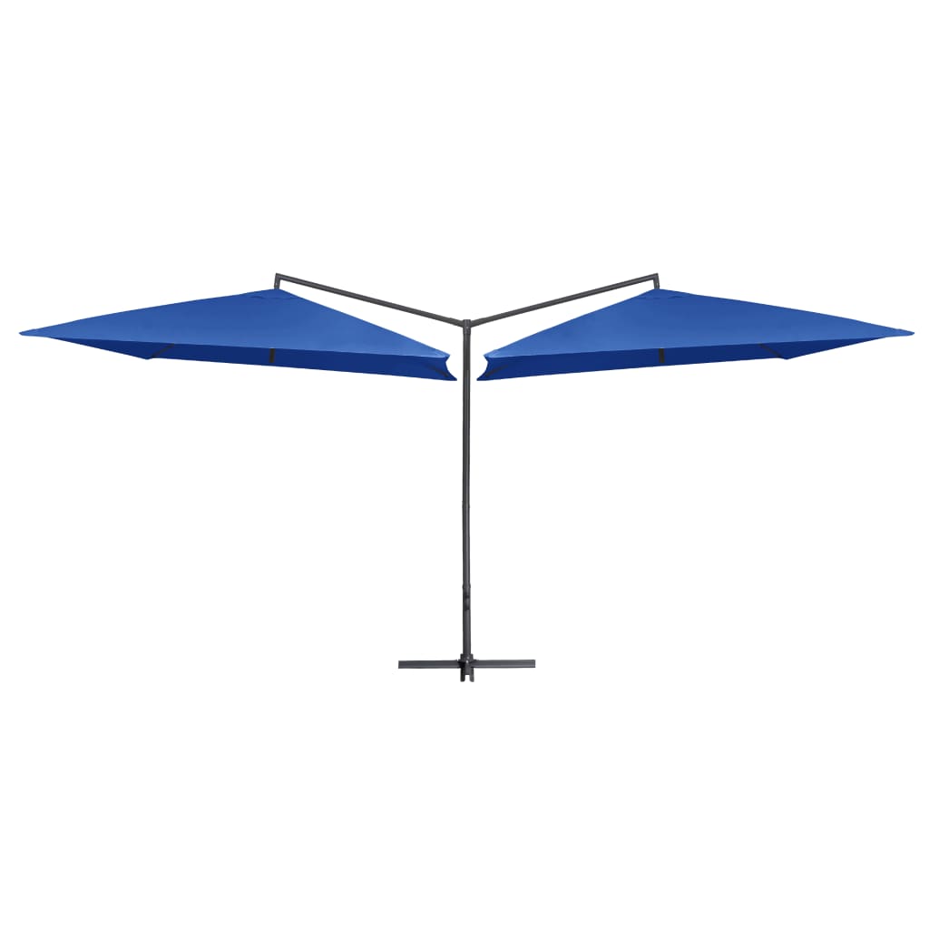 Berkfield Double Parasol with Steel Pole 250x250 cm Azure Blue