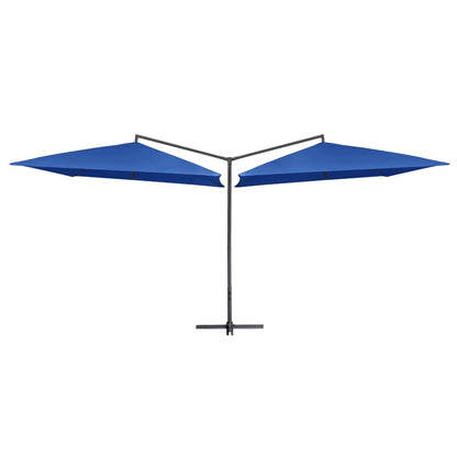 Berkfield Double Parasol with Steel Pole 250x250 cm Azure Blue