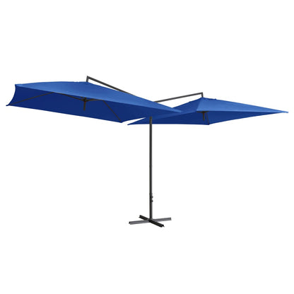 Berkfield Double Parasol with Steel Pole 250x250 cm Azure Blue