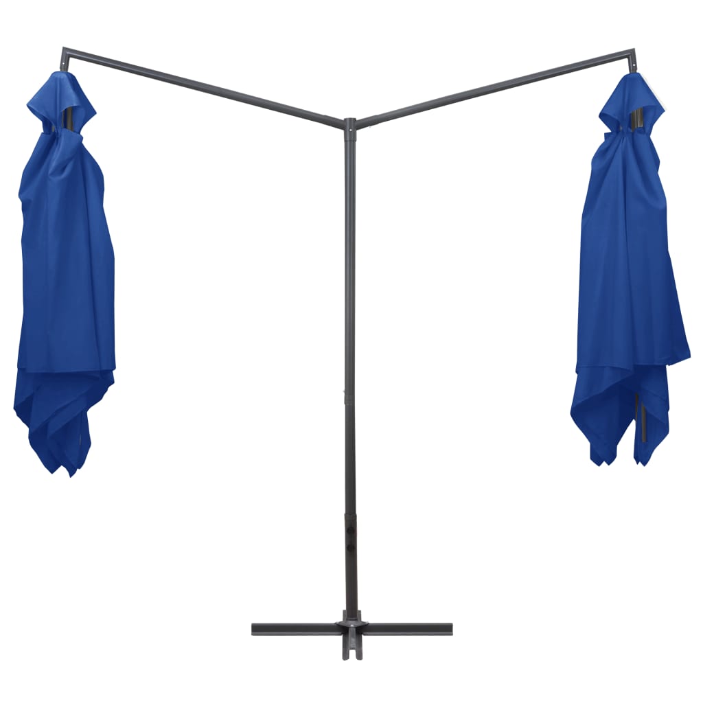 Berkfield Double Parasol with Steel Pole 250x250 cm Azure Blue