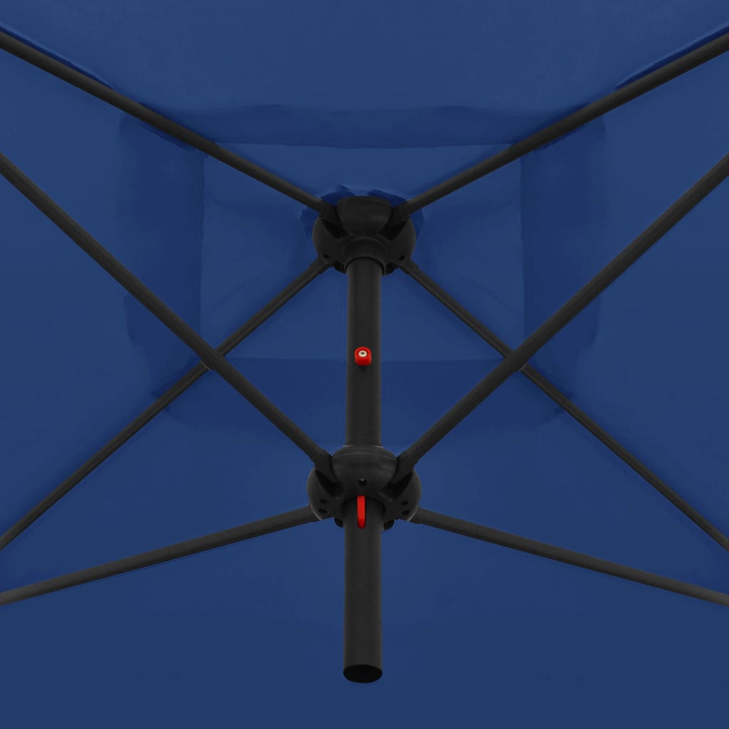 Berkfield Double Parasol with Steel Pole 250x250 cm Azure Blue
