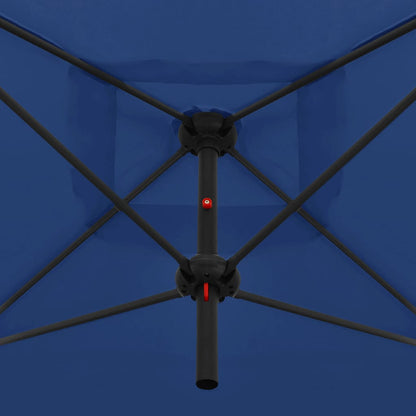 Berkfield Double Parasol with Steel Pole 250x250 cm Azure Blue