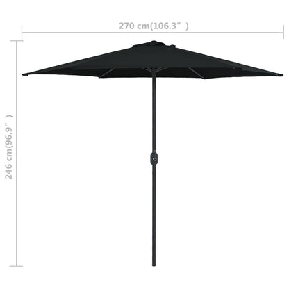 Berkfield Outdoor Parasol with Aluminium Pole 270x246 cm Black