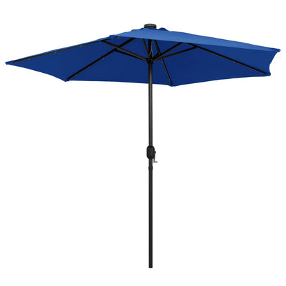 Berkfield Parasol with LED Lights and Aluminium Pole 270 cm Azure Blue