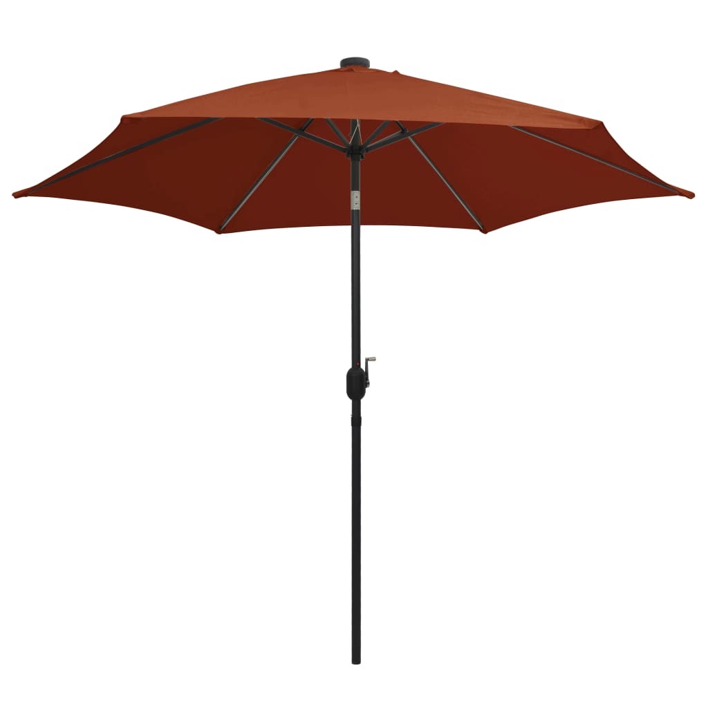 Berkfield Parasol with LED Lights and Aluminium Pole 300 cm Terracotta