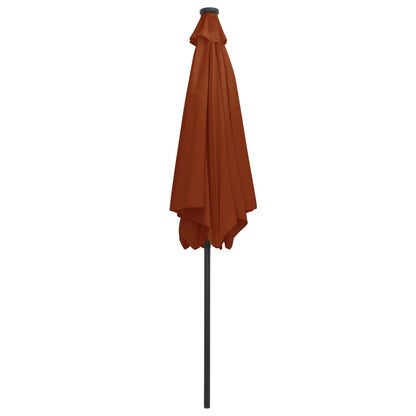 Berkfield Parasol with LED Lights and Aluminium Pole 300 cm Terracotta