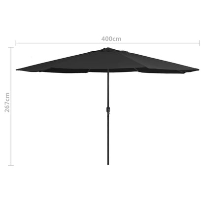 Berkfield Outdoor Parasol with Metal Pole 400 cm Black