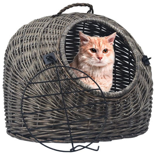 Berkfield Cat Transporter Grey 50x42x40 cm Natural Willow