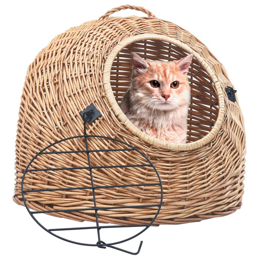 Berkfield Cat Transporter 45x35x35 cm Natural Willow