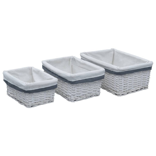 Berkfield 3 Piece Nesting Basket Set White Willow