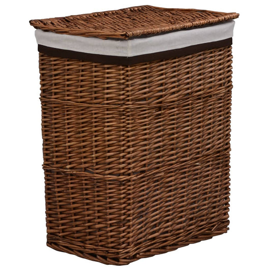 Berkfield Laundry Basket Brown Willow