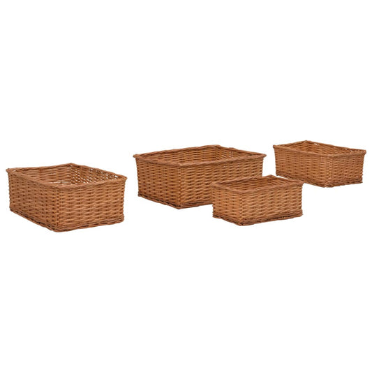Berkfield 4 Piece Nesting Basket Set Brown Willow