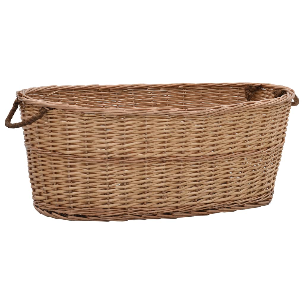 Berkfield Firewood Basket with Carrying Handles 88x57x34 cm Natural Willow