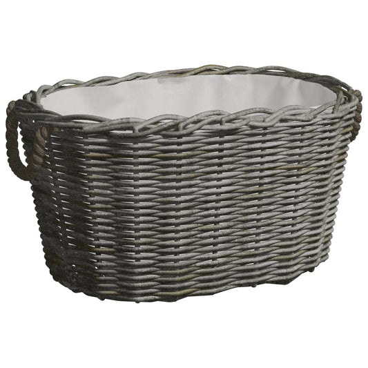 Berkfield Firewood Basket with Carrying Handles 60x40x28 cm Grey Willow