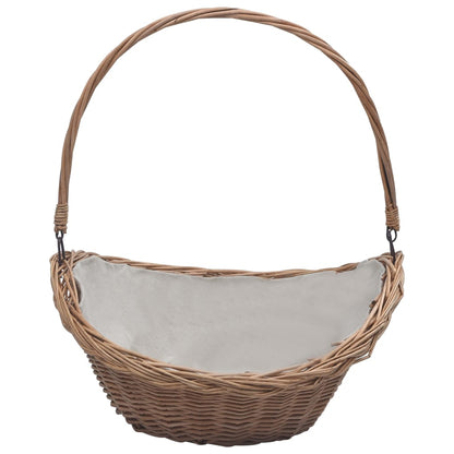 Berkfield Firewood Basket with Handle 57x46.5x52 cm Brown Willow